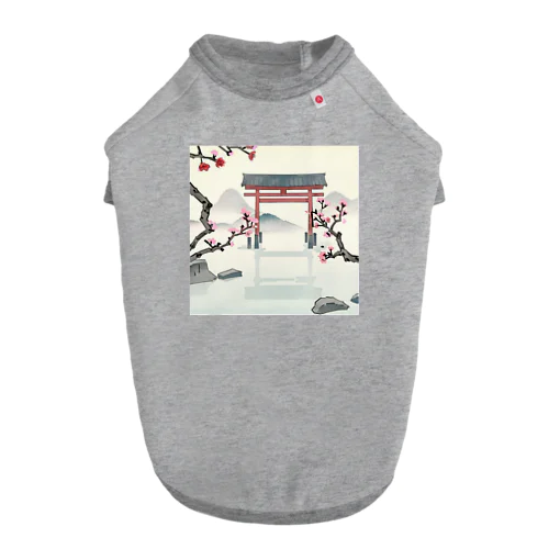 桜と鳥居　ー Cherry Blossoms and Torii ー Dog T-shirt