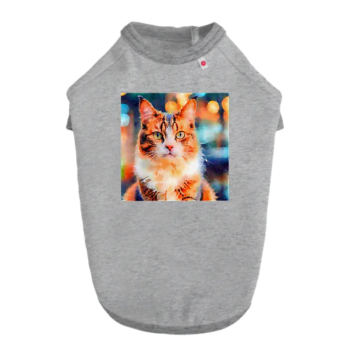 猫の水彩画/キジトラねこのイラスト ドッグTシャツ
