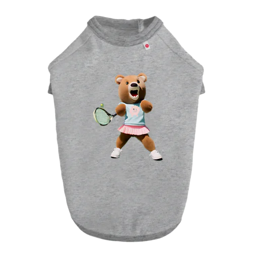 テニスをするリアルクマ ドッグTシャツ