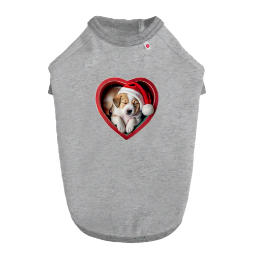 クリスマスの癒しの子犬 ドッグTシャツ