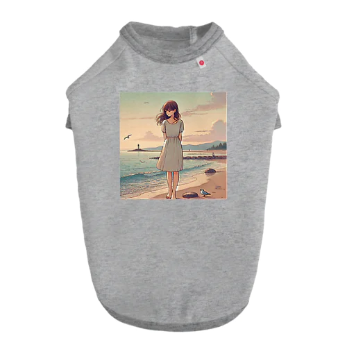 海辺の女の子 ドッグTシャツ