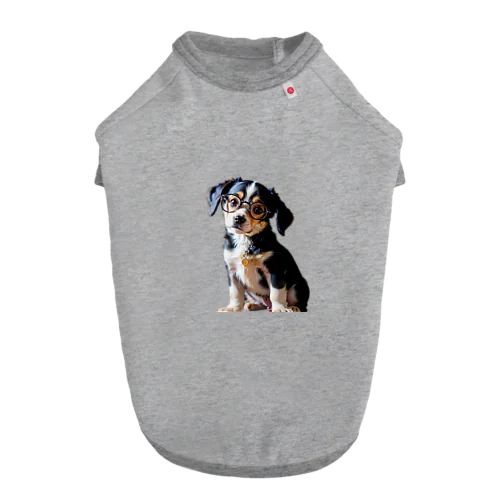 メガネっ子犬のワンちゃん用ＴシャツおすわりVer ドッグTシャツ