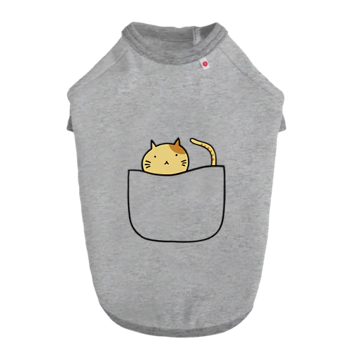 ポケットから顔を出すネコ ドッグTシャツ