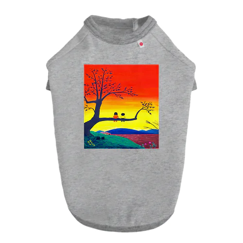 アートとメルヘンと創作の森　ノスタルジック　絵画　茜色の空　秋野あかね Dog T-shirt