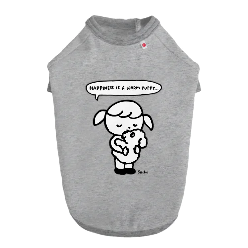 『しあわせはあたたかい子犬』黒×白 Dog T-shirt