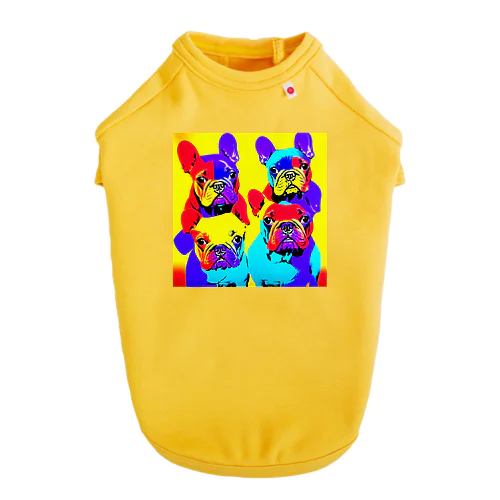 Vivid Quartet of French Bulldogs ドッグTシャツ