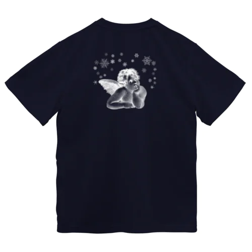 ❆五輪応援❆フィギュア・スケート❆アンティーク・イラスト風②⛸スケート靴 雪の結晶 羽 翼の生えたスケート靴 ラファエロの「ほおづえをつく天使」 Dry T-Shirt