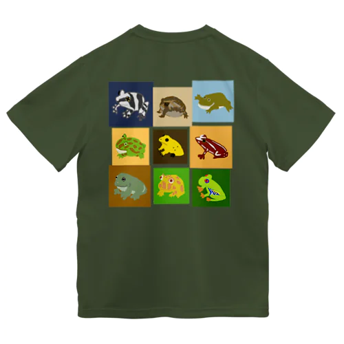 【バックプリント】カエルの集い Dry T-Shirt