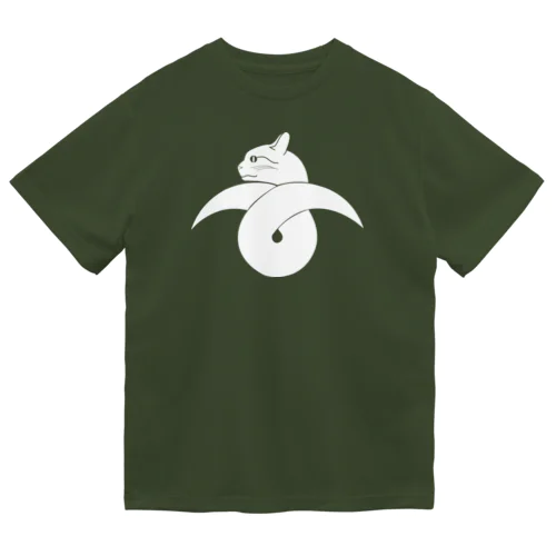 動物家紋。h.t.結び雁がネコ。ホワイト Dry T-Shirt