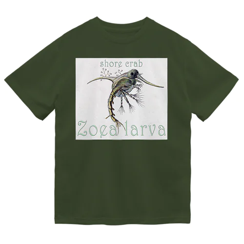 shore crab-Zoea larva「イソガニの幼生」 ドライTシャツ