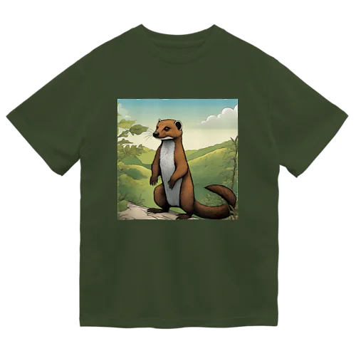 動物シリーズ18：イタチ ドライTシャツ
