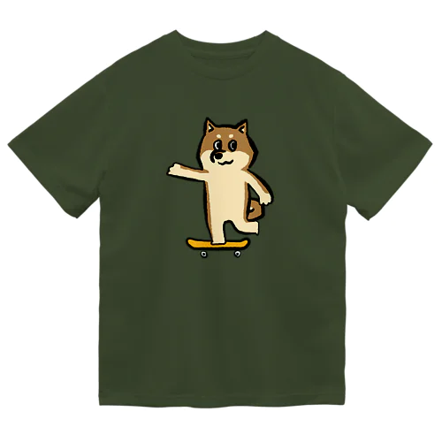 柴犬スケボーする ドライTシャツ