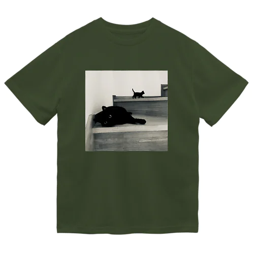 黒猫ちゃんのつどい　モノクロ Dry T-Shirt