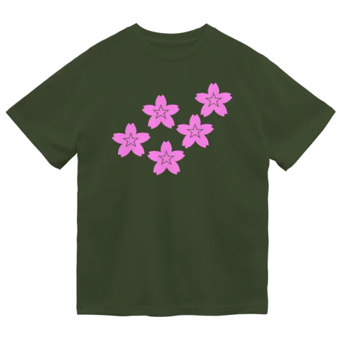 星桜紋（流れ星ピンク）　Star cherry blossom Crest (Shooting star pink）) ドライTシャツ