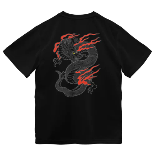 【バックプリント】白龍 (線画) ドライTシャツ