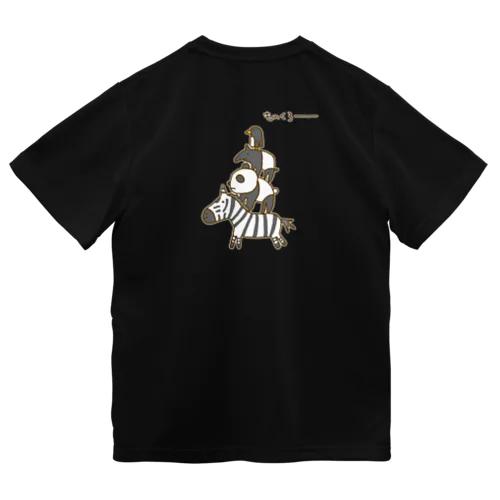 【バックプリント】画伯チックな白黒動物（ブレーメンの音楽隊風） ドライTシャツ