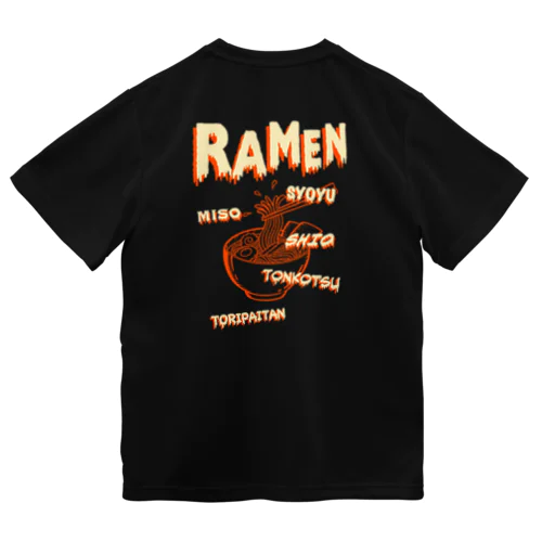 【バックプリント】ホラーデザインチックなラーメン ドライTシャツ