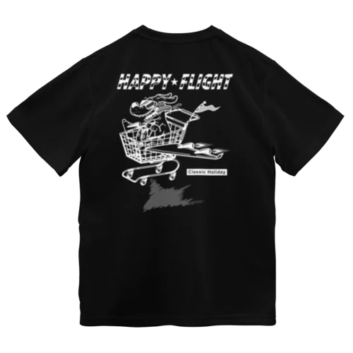 happy dog -happy flight- (white ink) ドライTシャツ