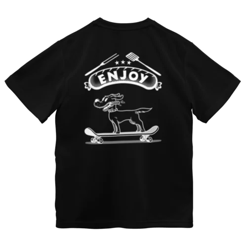 happy dog -ENJOY- (wite ink) Dry T-Shirt