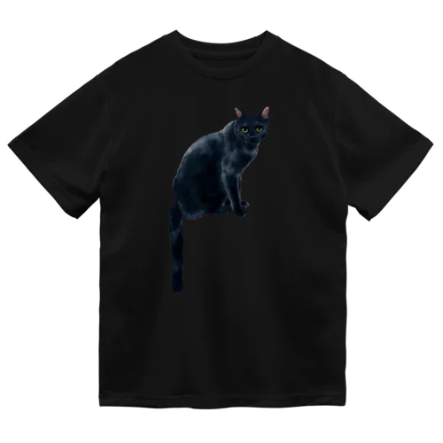 シッポだらんと黒猫ちゃん ドライTシャツ