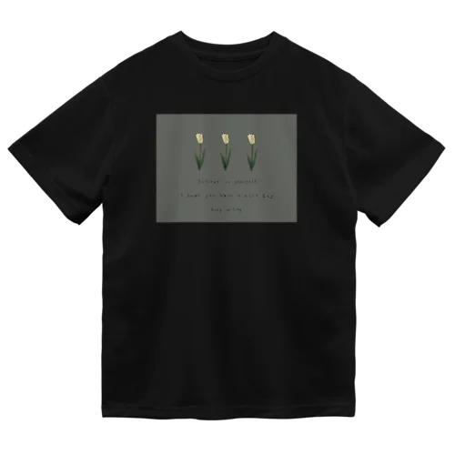 Khaki gray × Cream three tulip Dry T-Shirt
