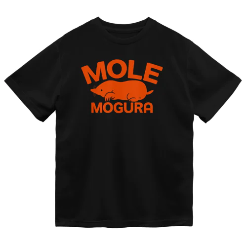 モグラ・オレンジ・横全体・MOGURA・MOLE・グッズ・イラスト・デザイン・土竜・動物・Tシャツ・トートバック・アイテム・かわいい・モグラグッズ・ステイホーム・土の中・穴掘り・土遊び・モグラ生活・オリジナル（C） ドライTシャツ