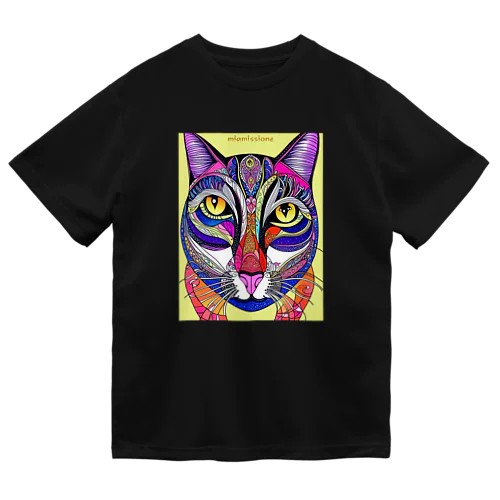 カラフルでエスニックテイストでポップな猫－Colorful, ethnic flavored, pop cat. ドライTシャツ