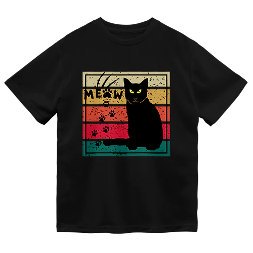 black cat meow paw signature ドライTシャツ