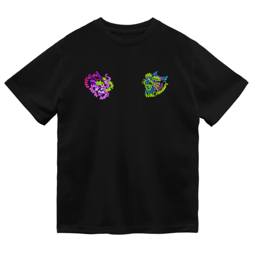 80's neon twin tiger&dragon ドライTシャツ