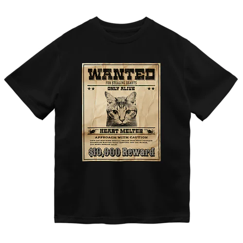 WANTED ハート泥棒（舌をだす猫） Dry T-Shirt