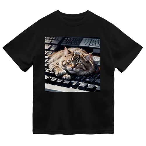 猫とキーボード ドライTシャツ