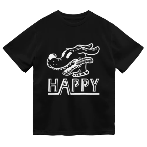 happy dog (white ink) ドライTシャツ