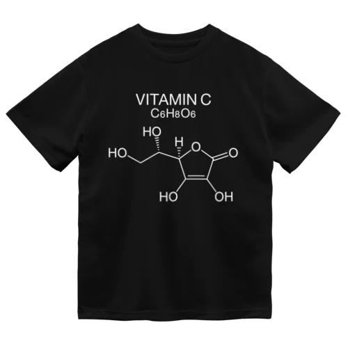 VITAMIN C C6H8O6-ビタミンC-白ロゴTシャツ Dry T-Shirt