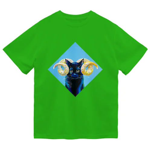 horned cat（ヒツジ）（手描き） ドライTシャツ