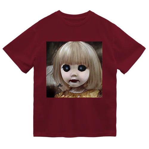 怖い幼女の西洋人形 ドライTシャツ