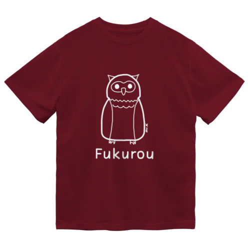 Fukurou (フクロウ) 白デザイン ドライTシャツ