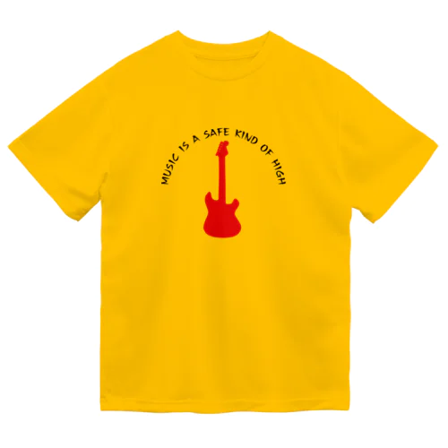 赤いギター Music is a safe…ギタリスト名言　黒 ドライTシャツ