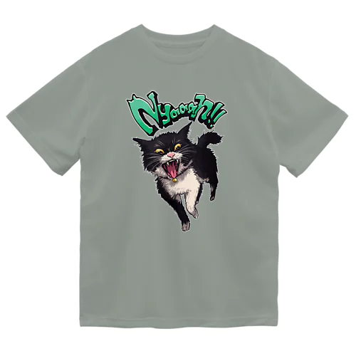 荒ぶる猫様 ドライTシャツ