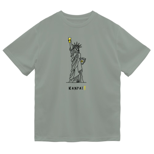 彫刻 × BEER（自由の女神）黒線画 Dry T-Shirt