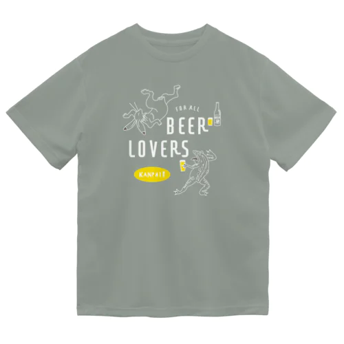 名画 × BEER（鳥獣戯画・すべてのビール好きのために）白線画 ドライTシャツ