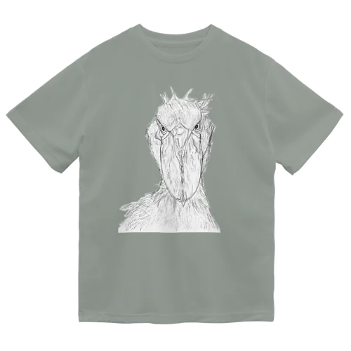 [森図鑑] ハシビロコウの顔 鉛筆画 Dry T-Shirt