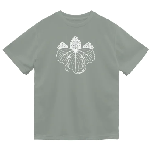 動物家紋。H.T.桐とゾウ　ホワイト Dry T-Shirt