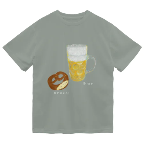 Brezel und Bier ／ブレッツェル＆ビール【白文字】 Dry T-Shirt