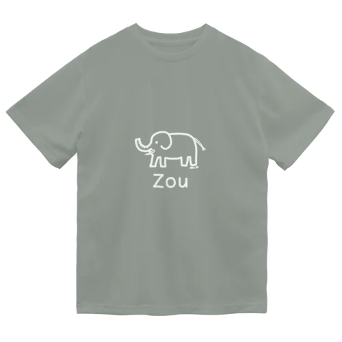 Zou (ゾウ) 白デザイン ドライTシャツ