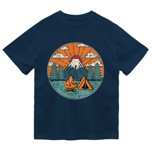 富士山とキャンプ ドライTシャツ