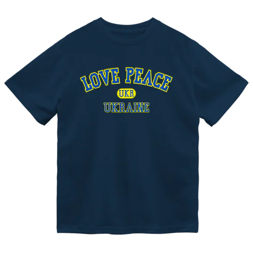 love Peace ウクライナ 青文字　カレッジロゴ風 ドライTシャツ