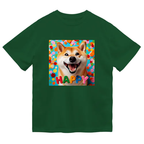 今日もハッピーな柴犬 ドライTシャツ