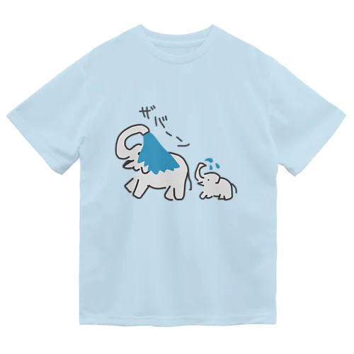 水浴びゾウ(仔象つき) ドライTシャツ