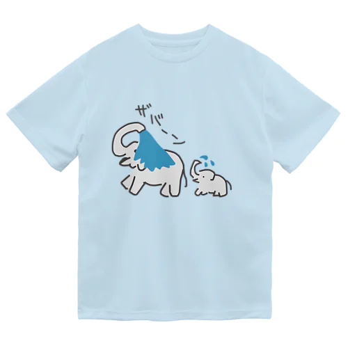 【表裏プリント】水浴びゾウたち ドライTシャツ