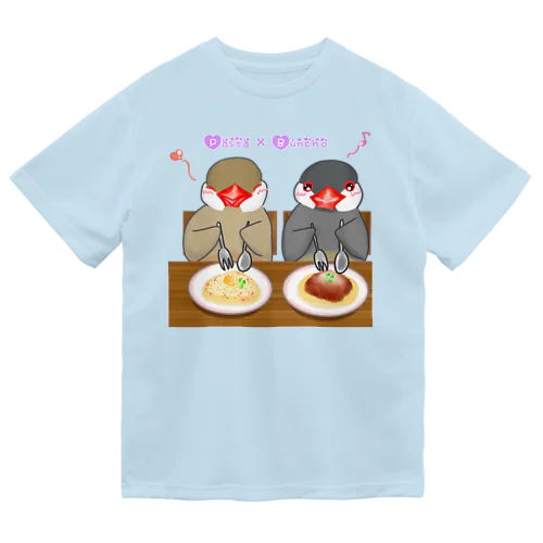 パスタとシナモン・シルバー文鳥ず ロゴ入り ドライTシャツ